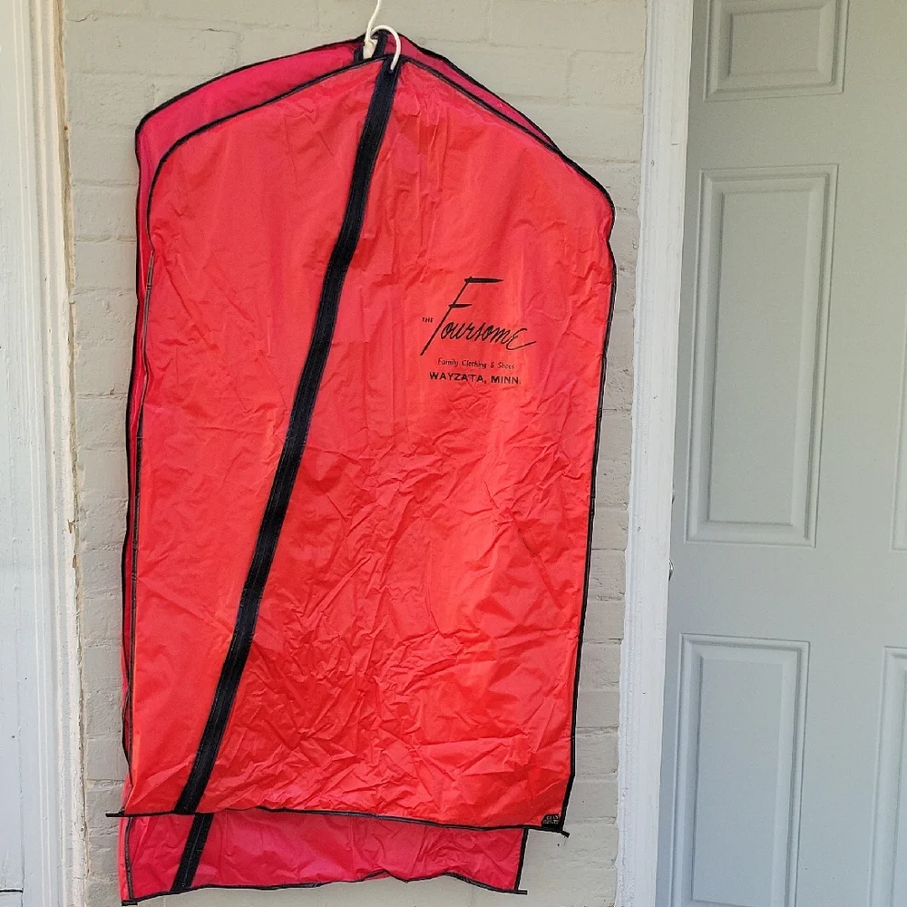 Vintage Foursome Clothing Store Red Garment Bags with Black Trim. No Flaws